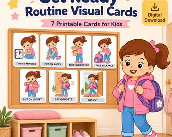 Kids Routine Chart for Getting Ready, Morning Transition Visual Cards for Toddlers and Preschool