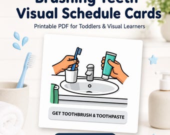 Brushing Teeth Visual Schedule Cards | 12-Step Hygiene Routine for Kids