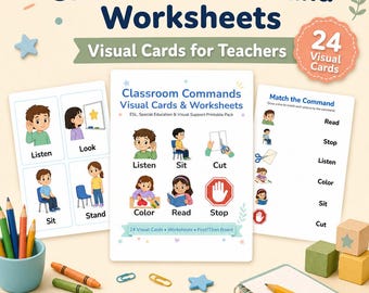 Classroom Command Flashcards PDF | ESL Direction Practice for Teachers