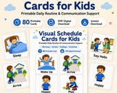 Visual Schedule Cards for Kids, 80 Printable Routine Cards for Autism and Communication
