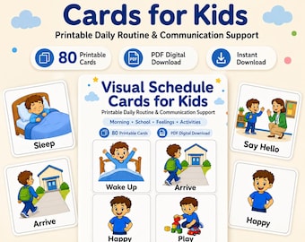 Visual Schedule Cards for Kids | 80 Printable Routine, Feelings and Communication Visuals