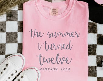Comfort Colors® Custom 12th Birthday Shirt, Summer I Turned 12 Bday Party Tee, 12 Year Old Birthday Gifts Girl, Gifts For Daughter,Bow Shirt