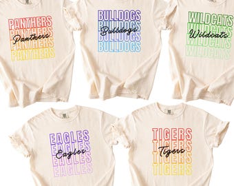 Comfort Colors® Custom School Mascot Shirt, School Spirit TShirt, Team Mascot Shirt Team Mom Gift for Teacher Back To School Team Spirit Tee