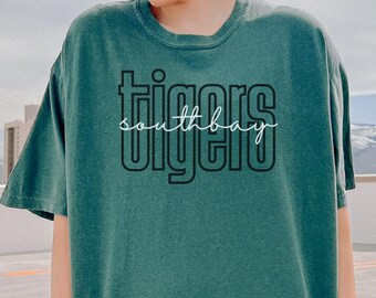 Comfort Colors® Custom School Spirit Shirt, Football Shirt, School Logo Tee, Team Mascot Shirt Gift, Tigers Wildcats Panthers Eagles Shirt