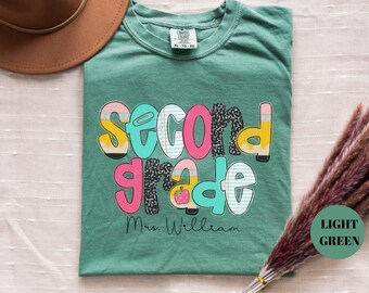 Comfort Colors® Personalized Second Grade Teacher Shirt, Custom 2nd Grade Teacher Shirt, First Day of School Gift, Elementary Teacher Shirts
