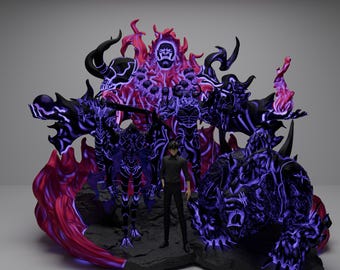 3d figurine / Solo leveling / Diorama / Sung Jin Woo and his Shadows