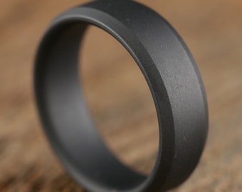 Singularity w/Engraving | Matte Black Titanium Mens Wedding Band | Men&#39;s Titanium Wedding Band | Hypoallergenic Men&#39;s Ring