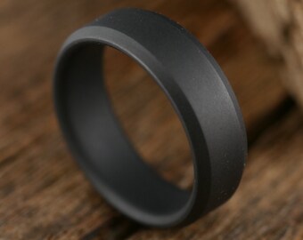 Matte Black Titanium Men's Wedding Band— Scratch Resistant BlackTi Alloy, Engraving Available