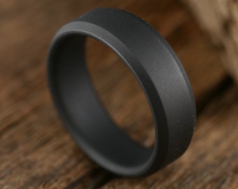 Singularity | Matte Black Titanium Mens Wedding Band | Men's Titanium Wedding Band | Hypoallergenic Men's Ring