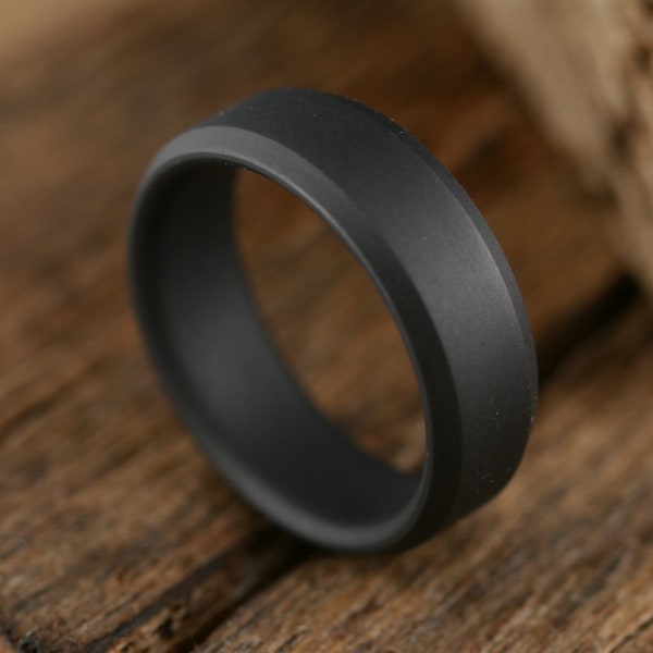 Singularity | Matte Black Titanium Mens Wedding Band | Men's Titanium Wedding Band | Hypoallergenic Men's Ring