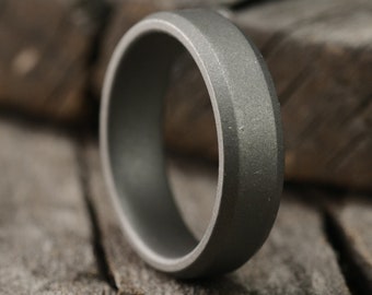Singularity | Stonewashed Matte Finish Titanium Mens Wedding Band | Men&#39;s Titanium Wedding Band | Hypoallergenic Men&#39;s Ring