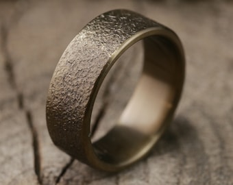 Grit— Distressed Titanium Men's Wedding Band w/ Burnt Bronze Finish. Custom Engraving Included