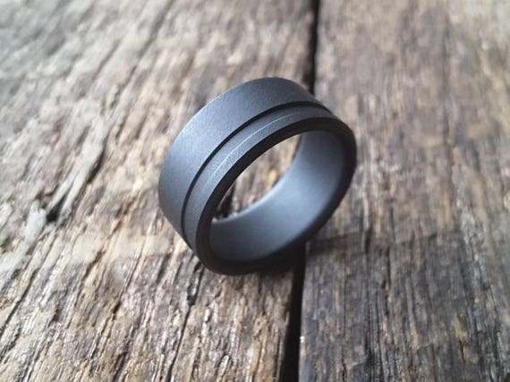 Matte Black Titanium Mens Wedding Band Simple Mens Wedding Ring Minimal Black Ring Etsy