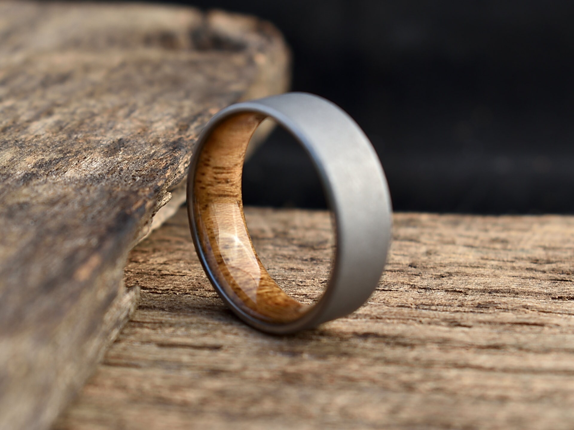 Men's Wood and Metal Ring | Titanium and Teak Wood Wedding Band