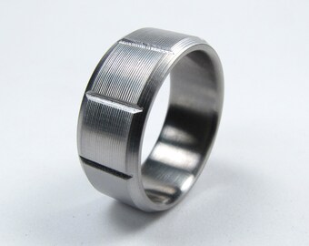 Europa (Bright) | Men's brushed Titanium Wedding Band | Modern Men's Ring | Minimal Titanium Ring