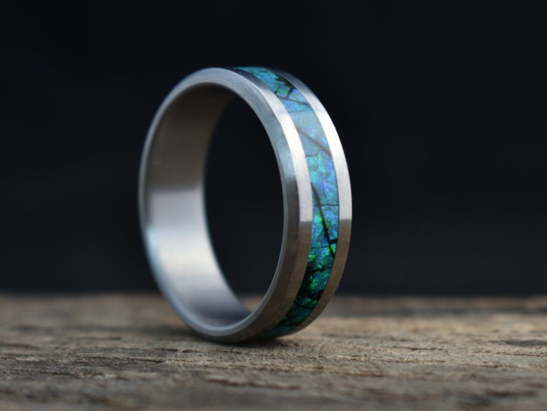 Black Opal Mens Wedding Ring
