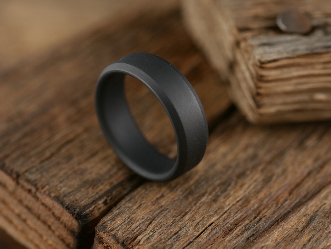 Singularity w/Engraving Matte Black Titanium Mens Wedding image 1