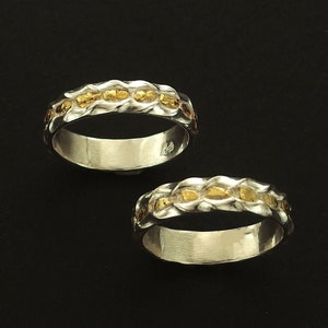 Trail of Gold Ring - Sterling Silver and Gold Nugget