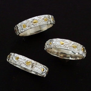 Ring Around The Roses - Sterling Silver & Natural Gold Nuggets