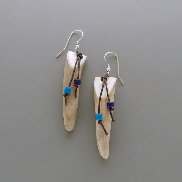 Caribou Antler & Antique Trade Bead Earrings
