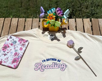 I'd Rather Be Reading Embroidered T-shirt