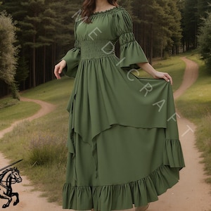 Renaissance Milkmaid Dress: Layered LARP Cosplay Gown