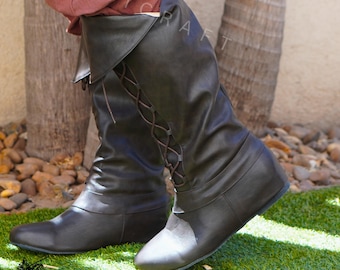 Medieval LARP Boots – Viking Knee High Boots, Renaissance Costume Shoes, Fantasy Warrior Footwear, Knight Cosplay Boots