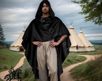 Medieval Hooded Cloak: Unisex Renaissance LARP Cosplay Cape