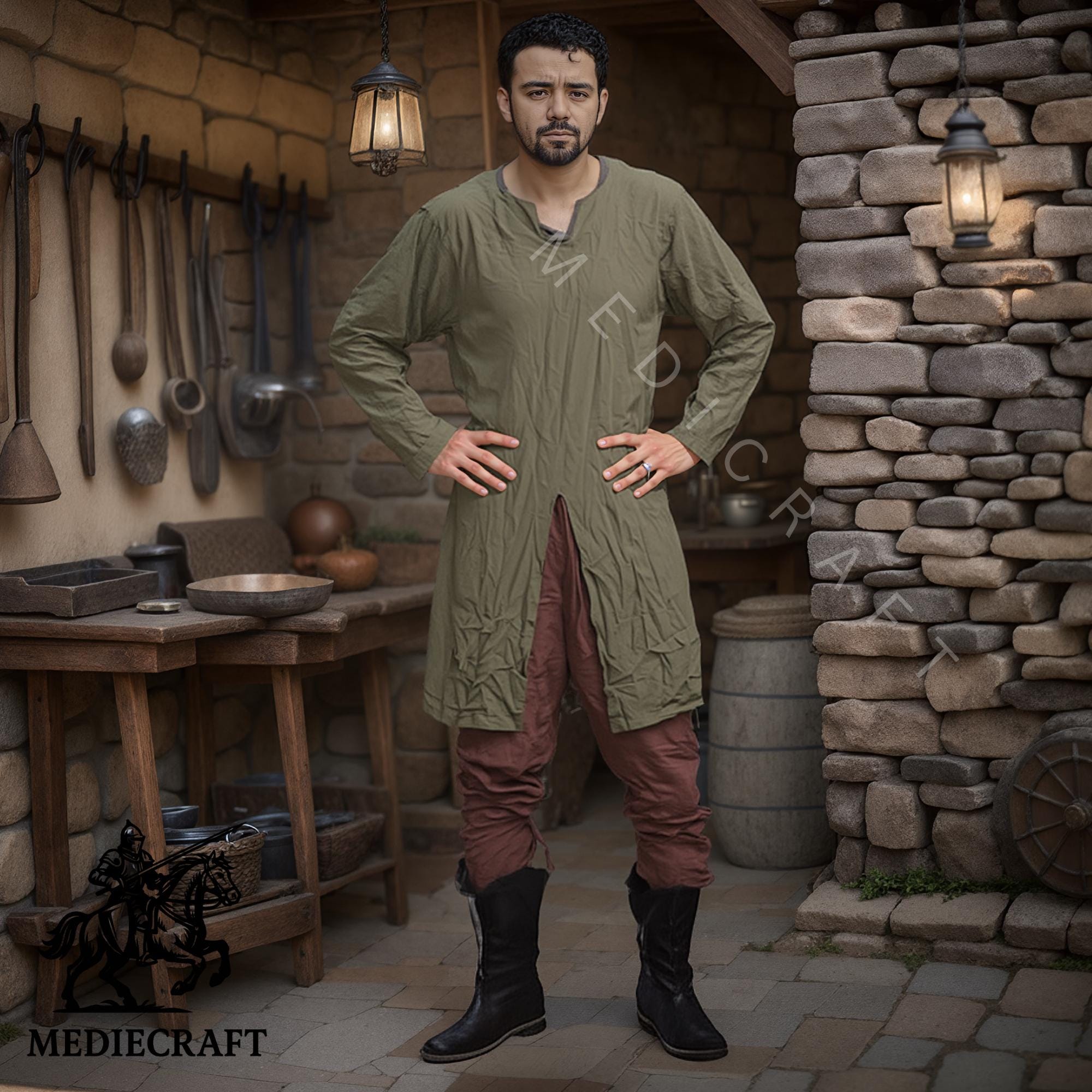 Medieval Cotton Linen Tunic: Renaissance Faire, LARP, Viking Costume - Etsy
