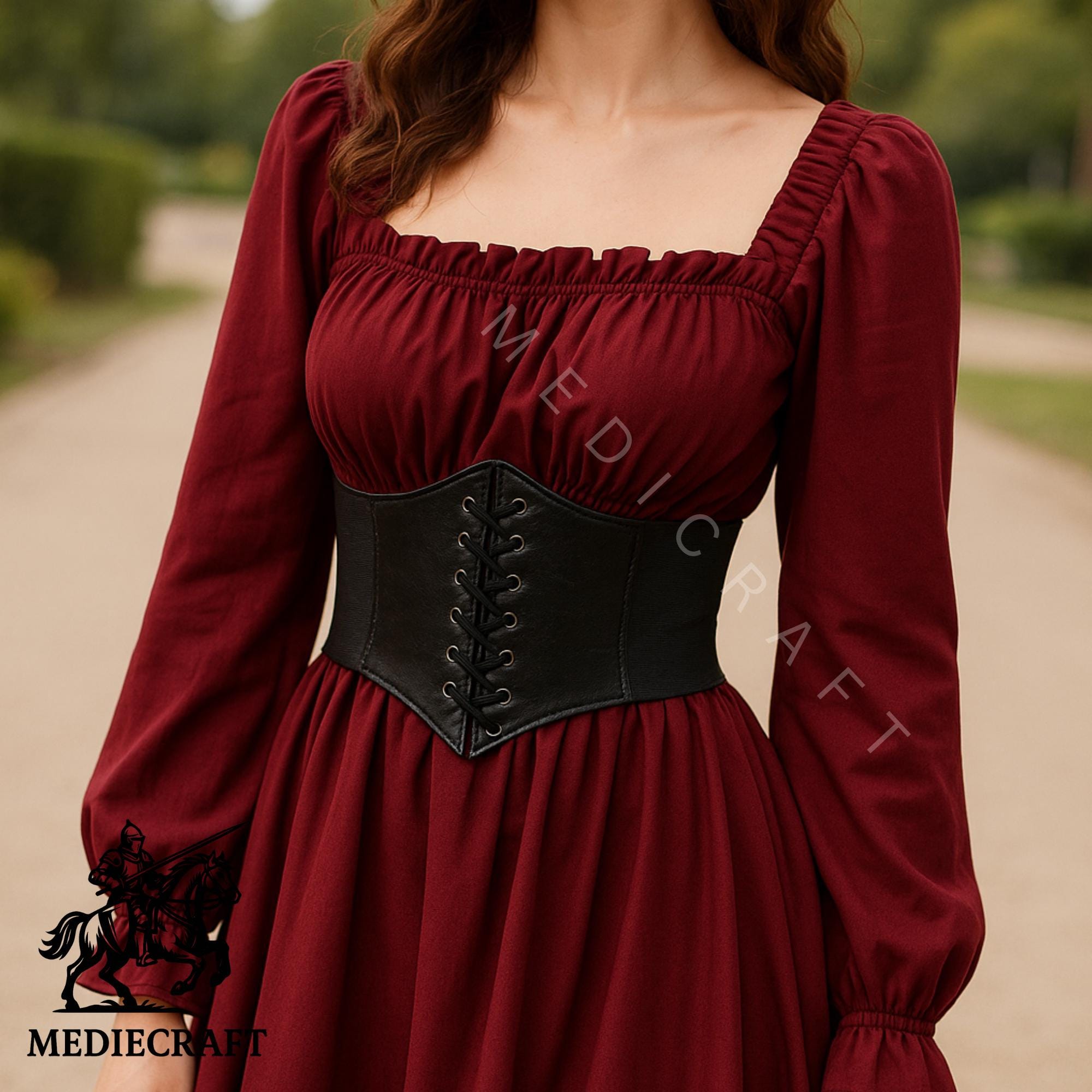 Wide Leather Corset Belt Renaissance Medieval Cinch Adjustable Lace Up Medieval Cinch Belt - Etsy main image 2