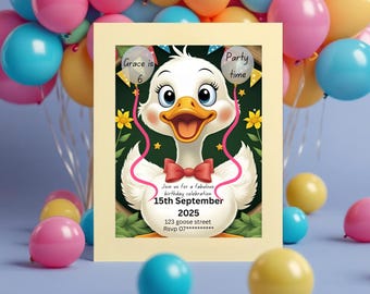 Silly Goose Birthday Invitation: Editable Kids Party Template (Digital Download