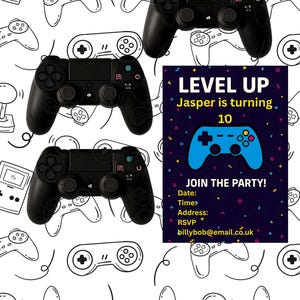 Gamers party invite, digital download, fully editable