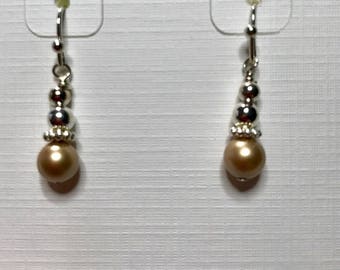 Petite Swarovski Platinum pearl earrings