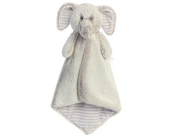 Personalized Animal Lovey, Lavender Elephant lovey,Baby Girl Gift, Lovie, Security Blanket