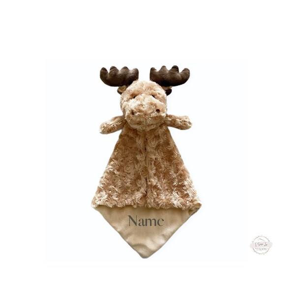 Personalized Baby Animal  Lovey, Moose Baby lovey, Personalized Baby Blanket Sleep Toy