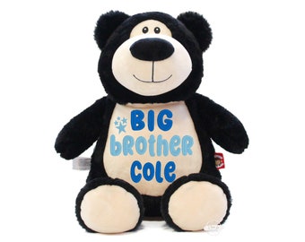 Personalized embroidered sibling big brother or big sister stuffed animal, gift for siblings personalized