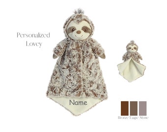 Personalized Old Sloth Baby Lovey, Baby Gift, Newborn Security Blanket, Gifs for Baby