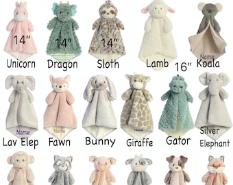 personalized animal lovey, animal blanket, lovey, personalized blanket, security blanket, luvster, baby gift, personalized baby gift custom