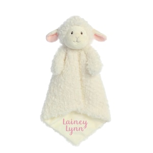 Personalized animal Lovey, lamb lovey, Baby Gifts, Newborn Security Blanket, Baby Toys