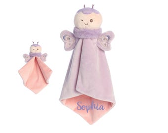 Personalized Butterfly Lovey: Embroidered Baby Security Blanket