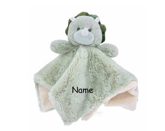 Personalized Dinosaur Baby Lovey, Baby Gift, Security Lovey Blanket, Rattle Toy