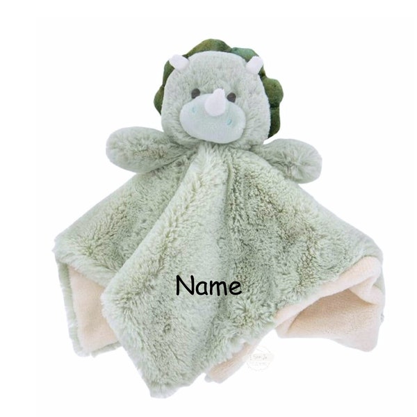 Personalized Dinosaur Baby Lovey, Baby Gift, Security Lovey Blanket, Rattle Toy