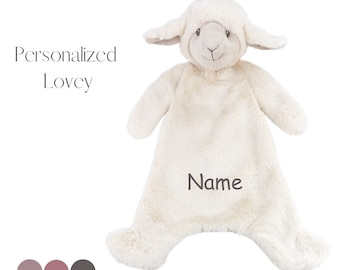 Personalized Lamb Lovey - Newborn Gift and Security Blanket for Babies - Baby Animal Lovey with Custom Name for Cuddles and Comfort