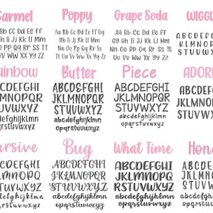 a collection of various font styles and types, including cursive, bug, what time, and wiggly. The fonts are presented in a grid format, with each font type displayed in a separate column. The fonts are arranged in a visually appealing manner, showcasing the diversity and creativity of typography.