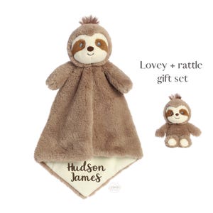 Personalized New Sloth Baby Lovey Gift, Baby Security Blanket Animal Lovey, Baby Gift, Baby Sleep Toys