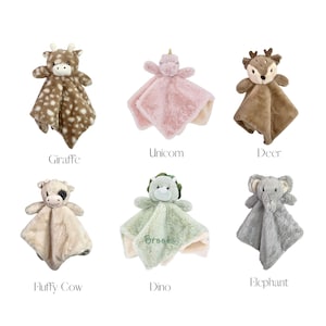Personalized Baby Rattle Lovey Blanket: Plush Animal Security Blanket