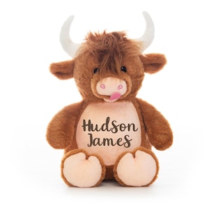 Personalized Highland Cow Stuffed Animal, Baby Gift, Plush Stuffed Animal With Name, Newborn Baby Gifts