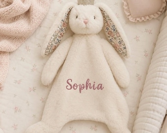 Personalized Mon Ami Bunny Lovey: Baby Girl Security Blanket