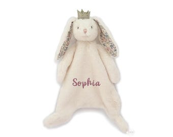 Personalized Mon Ami Bunny Lovey: Baby Girl Security Blanket