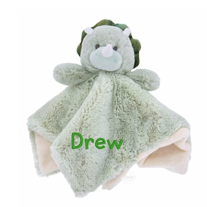Personalized Dinosaur Lovey Blanket: Baby Rattle Toy